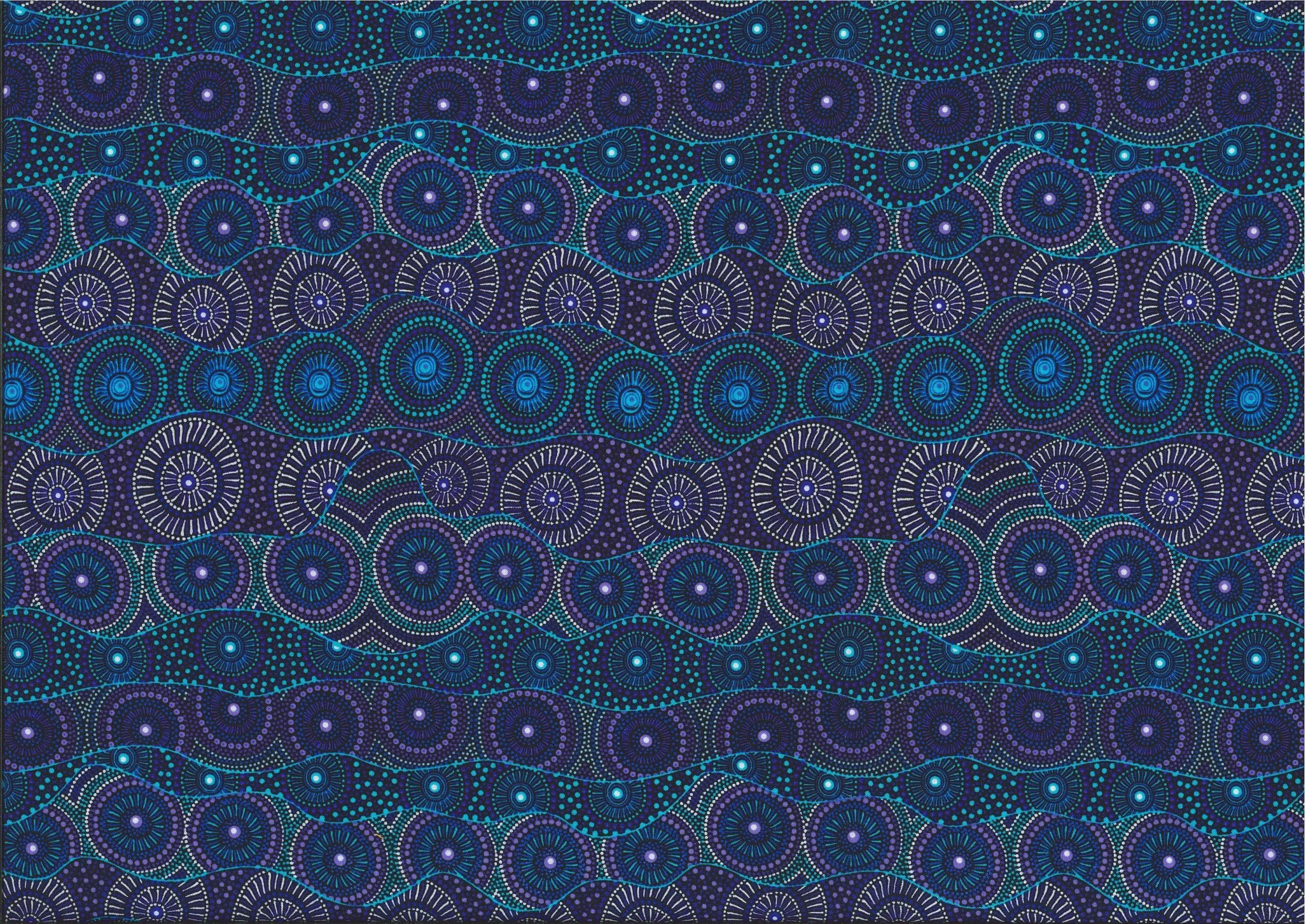 Aboriginal Australian Fabric - 100% Cotton - Alpara Seed Blue